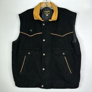 Wyoming Traders Black Wool Western Vest Size XL